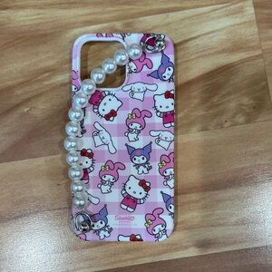 Sanrio Pink Character Phone Case with Pearl Handle